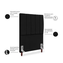 Cabeceira Estofada Cama Box Solteiro Carla 100cm com Frame Suede:preto - 2