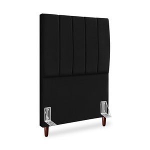 Cabeceira Estofada Cama Box Solteiro Carla 100cm com Frame Suede:preto