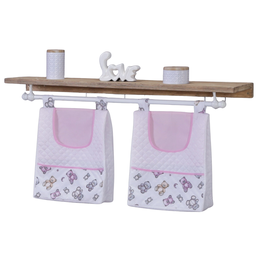 Porta Fralda Organizador Quarto de Bebê Menino Menina 2 Peças Varão:urso Rosa - 2