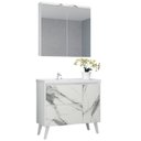 Ver imagem 3 de Gabinete de Banheiro 90cm com Lavatório e Armário Ref 910 Branco/Thassos