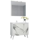 Ver imagem 3 de Gabinete de Banheiro 90cm com Lavatório e Armário Ref 910 Branco/Thassos