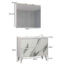 Ver imagem 2 de Gabinete de Banheiro 90cm com Lavatório e Armário Ref 910 Branco/Thassos