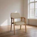 Ver imagem 2 de Kit 6 Cadeiras de Jantar Ruth Estrutura em Madeira Maciça Estilo Retrô Linho Bege Escuro