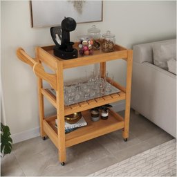 Carrinho Multiuso Server C/ Rodízios Madeira Cor Natural Ofertamo - 3