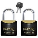 Ver imagem 1 de Cadeado Pequeno 20mm Haste Curta Latão Maciço Preto com Chave | Papaiz | Kit 02 Un