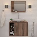 Ver imagem 6 de Armário de Banheiro com Cuba e Espelho 1 Porta 2 Prateleiras Nogal 13689 - Compace