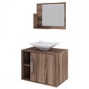 Ver imagem 2 de Armário de Banheiro com Cuba e Espelho 1 Porta 2 Prateleiras Nogal 13689 - Compace