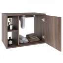 Ver imagem 3 de Armário de Banheiro com Cuba e Espelho 1 Porta 2 Prateleiras Nogal 13689 - Compace