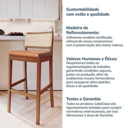 Kit 2 Banquetas com Encosto e Apoio para Pés Tiê Cabecasa Madeiramadeira - 10