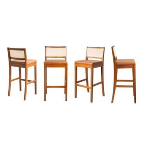 Kit 4 Banquetas com Encosto e Apoio para Pés Tiê CabeCasa MadeiraMadeira