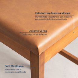 Kit 4 Banquetas com Encosto e Apoio para Pés Tiê CabeCasa MadeiraMadeira - 4