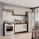 Ver imagem 1 de Cozinha Compacta 4 Peças 100% MDF com Duplo Aéreo Basculante e Tampo para Balcão Pia 120cm Duna/Cristal Connect