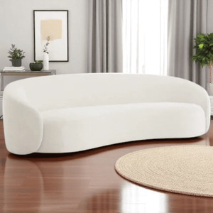 Sofá 3 Lugares Orgânico Luxo Recepção Sala de Estar e Tv Amore 200cm Bouclé Bege- Mabe Magazine