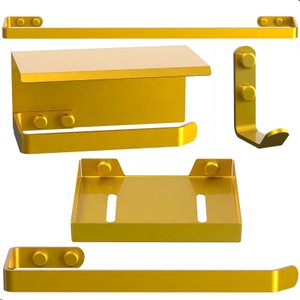 Kit Acessórios para Banheiro Dourado 5 Peças Max