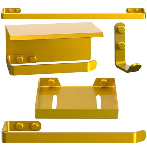 Kit Acessórios para Banheiro Dourado 5 Peças Max