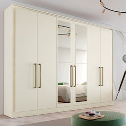 Guarda Roupa Casal com Espelho 6 Portas 6 Gavetas - Argos-Off white - Made Marcs - 2