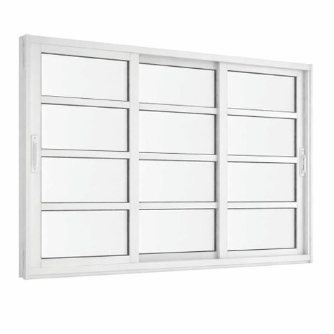 Janela de Correr Alumínio Branco 03 Folhas Travessa Maxx - 120x150