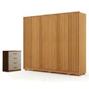Ver imagem 1 de Guarda Roupa Casal Evo 6 Portas Cinamomo com Cômoda Rubi 4 Gavetas Cinamomo Off White – Leifer