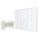Ver imagem 1 de Berço Americano Q Encanto 3820 Retrô Branco Acetinado - Qmovi e Guarda Roupa Casal Americano 6 Porta