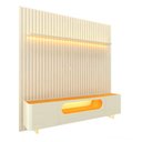 Ver imagem 2 de Rack com Painel para TV até 85 Polegadas Sole 2 Portas Ripado 100% MDF com Vidro Off White/Naturale 