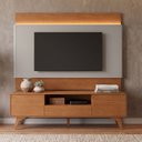 Ver imagem 1 de Rack com Painel para TV até 65 Polegadas 185cm x 187cm com LED 100% MDF Pés em Madeira Maciça Ares