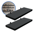 Ver imagem 2 de Kit 2 Prateleira Preta 25X10 + Suporte Flutuante Mdf  Organizadora Decoração Cozinha Banheiro Sala