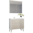 Ver imagem 3 de Gabinete de Banheiro 90cm com Lavatório e Armário Ref 910 Branco/Arenito