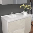 Ver imagem 4 de Gabinete de Banheiro 90cm com Lavatório e Armário Ref 910 Branco/Arenito