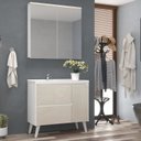 Ver imagem 1 de Gabinete de Banheiro 90cm com Lavatório e Armário Ref 910 Branco/Arenito