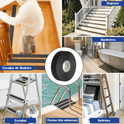 Fita Antiderrapante 50 Mm X 10 Metros - Preta - 7