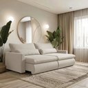Ver imagem 1 de Sofá Retrátil e Reclinável 3 Lugares Tecido Linhão Atenas Off White 230cm