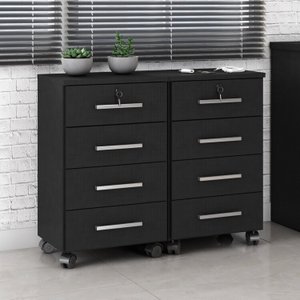 Conjunto 2 Gaveteiros para Escritório 4 Gavetas com Rodízios e Chave Gávea