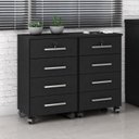 Ver imagem 1 de Conjunto 2 Gaveteiros para Escritório 4 Gavetas com Rodízios e Chave Gávea