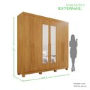 Ver imagem 4 de Guarda-Roupa 2 Gavetas 6 Portas com Espelho com Pés Lisboa Marrom/Cinamomo