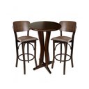Ver imagem 1 de Conjunto Bistrô Anatômico Imbuia Com 2 Banquetas Estofado Marrom Para Restaurantes