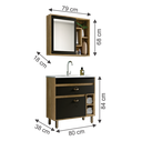 Ver imagem 3 de conjunto Banheiro Florença 80cm Armário Completo Gabinete Cuba Espelheira