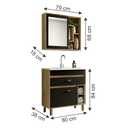 Ver imagem 3 de conjunto Banheiro Florença 80cm Armário Completo Gabinete Cuba Espelheira