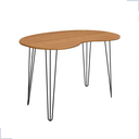 Ver imagem 2 de Mesa de Jantar Orgânica 120cm X 80cm Formato Grão Tampo Madeirado Pés Preto - Rede Móveis