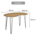 Ver imagem 2 de Mesa de Jantar Orgânica 120cm X 80cm Formato Grão Tampo Madeirado Pés Preto - Rede Móveis