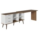 Ver imagem 3 de Mesa de Escritório em L 3 Gavetas Branco/rustic Lisboa Madesa Xa