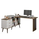 Ver imagem 5 de Mesa de Escritório em L 3 Gavetas Branco/rustic Lisboa Madesa Xa