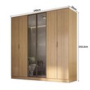 Ver imagem 3 de Guarda Roupa Casal 2,40m 6 Portas C/ Reflecta e Led 100% Mdf Cor:olmo