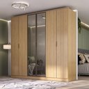 Ver imagem 1 de Guarda Roupa Casal 2,40m 6 Portas C/ Reflecta e Led 100% Mdf Cor:olmo
