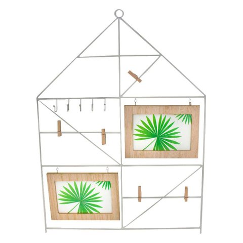 Porta Retrato Pentágono para Pendurar para 02 Fotos - Branco