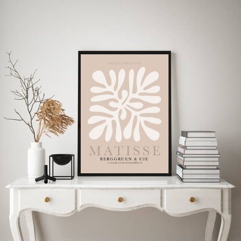 Quadro Matisse Coral - Nude 45x34cm - com Vidro:moldura Preta