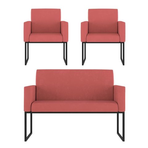 Kit Sofá 2 Lugares + 2 Poltronas para Recepção Sala Balaqui Cor:rosa Rosa