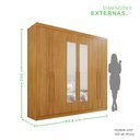 Ver imagem 4 de Guarda-Roupa 4 Gavetas 6 Portas com Espelho Lisboa Marrom/Cinamomo