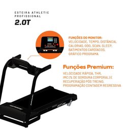 Esteira Ergométrica Athletic Profissional 2.0t 16km/h 130kg Suportados Lona Ampla 26 Programas Motor - 5