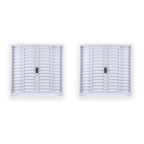 Kit com 2 Janelas de Aço Veneziana de Correr 100x100cm 4 Folhas com Grade Minas Sul MGM Branco