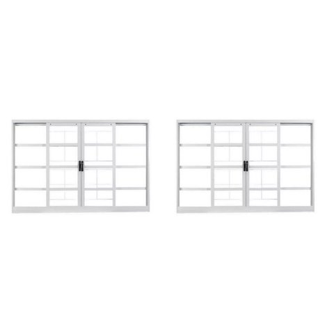 Kit com 2 Janelas de Aço de Correr 100x150cm 4 Folhas com Grade Minas Sul Mgm